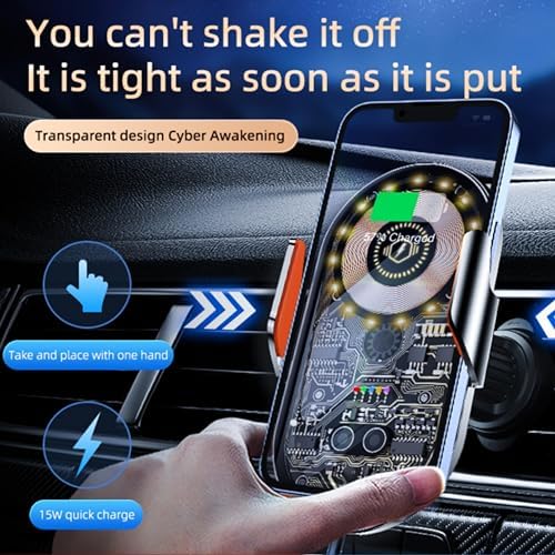 Phone Holders for Your Car with Wireless Chargre – Metal Hook Clip, Auto Clamp Air Vent Cell Phone Car Mount, Hands Free Universal Automobile Cradle Fit for iPhone Android and All Smartphones – Enhanced Compatibility and Speed