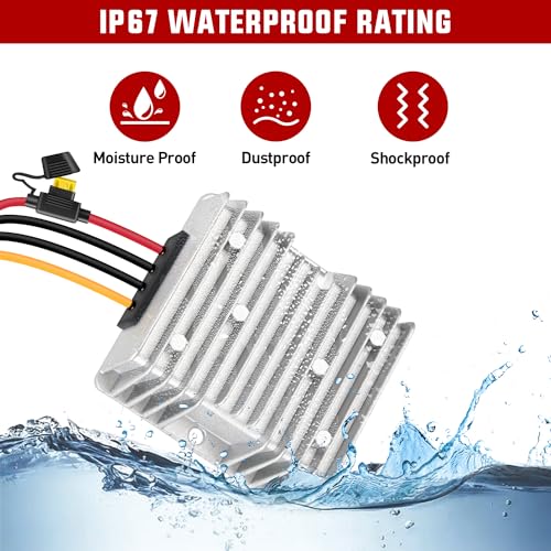 Nilight 48 V to 12 V Waterproof DC Voltage Converter – High-Efficiency 240 W Regulator for Golf Carts & Electric Scooters – Reliable Step-Down Power Supply with Overcurrent Protection and Easy Installation for Enhanced Energy Performance