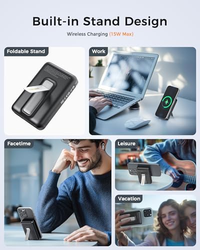 TESSAN Qi2 Certified Magnetic Portable Charger – 10,000 m Ah Wireless Power Bank with 22.5 W PD Fast Charging for i Phone 16/15/14/13 & Samsung – Ultimate Travel Essential with Dual Charging Capability and Enhanced Safety Features