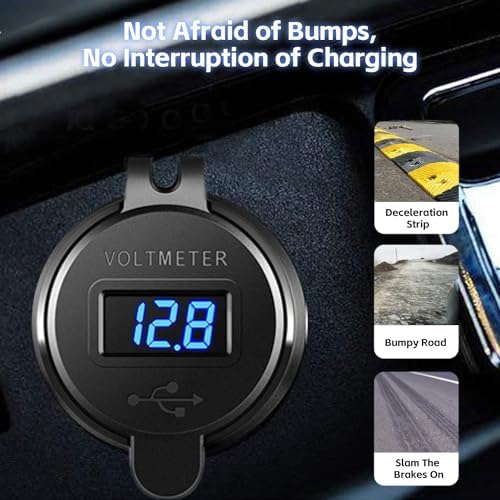 12 V Dual QC3.0 & PD3.0 USB C Car Charger Socket with Voltmeter – Waterproof Aluminum Alloy Quick Charge Power Adapter for Vehicles, Boats, RVs, and More – Ultimate Fast Charging Solution for Smartphones and Devices
