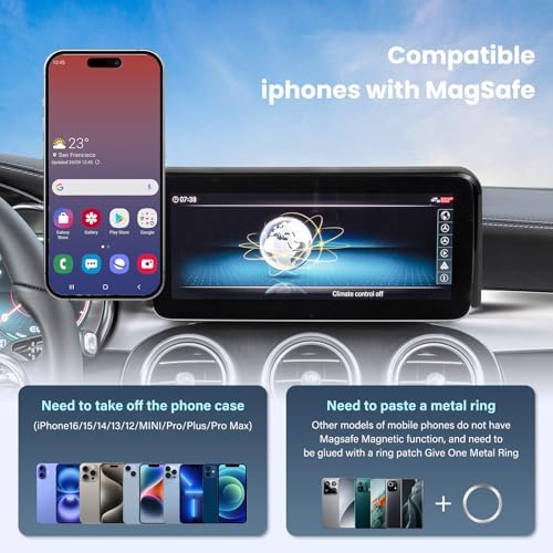 Magnetic Car Phone Holder for Mercedes CLA, GLA, A-Class (2015-2019) – Enhanced 360° Rotating Mount with Mag Safe Compatibility for Safe Navigation and Hands-Free Calling – Ideal for 8-Inch Displays – Elevate Your Driving with Superior Stability and Chic Aesthetics