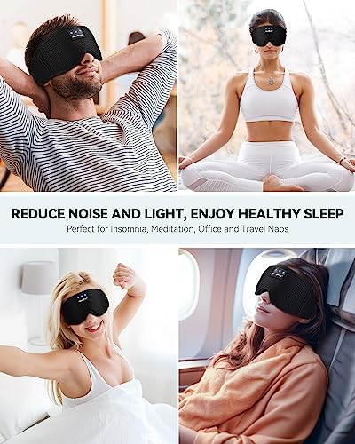 Transform Your Sleep Experience with the MUSICOZY Bluetooth Sleep Mask – Premium Wireless Eye Cover Featuring Built-In Earbuds for Ultimate Comfort, Perfect for Side Sleepers, Office Relaxation, and Travel – Advanced Bluetooth 5.4 Connectivity for Effortless Pairing and High-Quality Sound, Ideal Tech Gift for Anyone Seeking Restful Slumber.