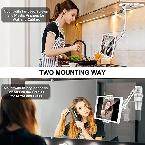 Revolutionize Your Kitchen Setup with Above TEK 3-in-1 Highflex 360° Adjustable i Pad Wall Mount – Universal Under Cabinet Tablet Holder for i Pads, Mini, Air & Surface Pro, Effortless Installation, Sleek Black Finish for Modern Functionality
