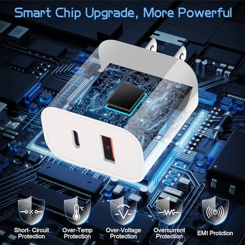 Efficient Dual-Port USB-C Wall Charger for i Phone 15 & 16 | Includes Two Extra Long 10 FT Cables | Rapid Charging for i Pad Pro and Smartphones | Perfect for Frequent Travelers and Busy Lifestyles
