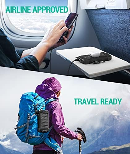 Ultimate BLAVOR Solar Charger Power Bank – 10,000 m Ah Portable Wireless Battery Pack with 20 W Fast Charging, USB-C Compatibility, Solar Panel for Sustainable Energy, and Dual Flashlight for Outdoor Adventures – Essential Gear for Campers and Hikers