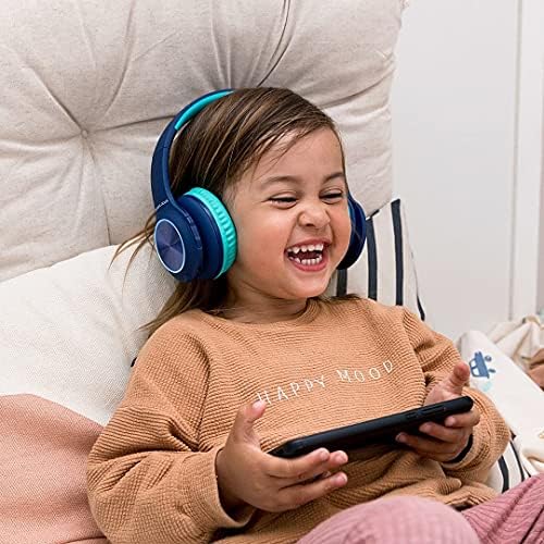 Vibrant Power Locus PLED Kids Bluetooth Headphones – Safe Volume Control (74/85/94 d B), Fun LED Lights, Hi-Fi Sound, Built-in Microphone & Multi-Connectivity for Travel, Learning & Play – Perfect Over-Ear Design for Children
