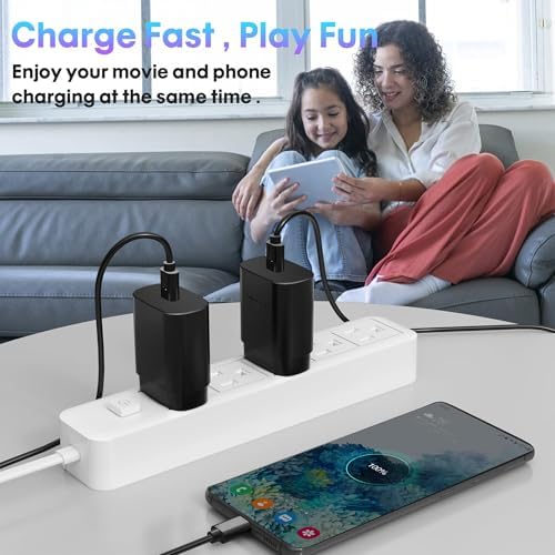 25 W Dual-Pack Type C Fast Charger with USB C Cable – Power Up Your Samsung Galaxy S24/S23/S22/S21/S20 & i Phone 16/15 – Efficient Rapid Charging for Home & Travel – Compact & Durable Power Solution for On-the-Go Charging