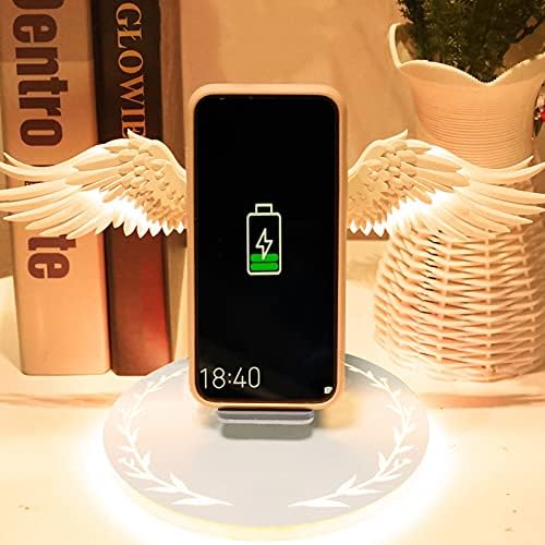 Elevate Your Charging Experience with the 10 W Angel Wing Wireless Charging Stand – Fast, Chic, and Universally Compatible with All Phones – Features Overload Protection and 7 Customizable Color Schemes for Ultimate Personalization