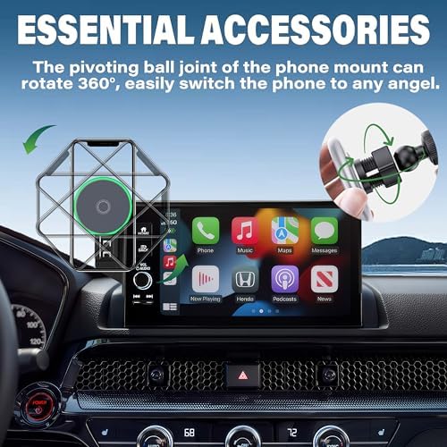 Car Phone Holder for 2022-2025 Honda Civic Accessories Apply to 7/9 Inch Touch Screen 15W Fast Wireless Charger Screen Fixed Clip Cell Phone Mount Hands-Free 360 Degree Rotation – Enhanced Compatibility and Speed