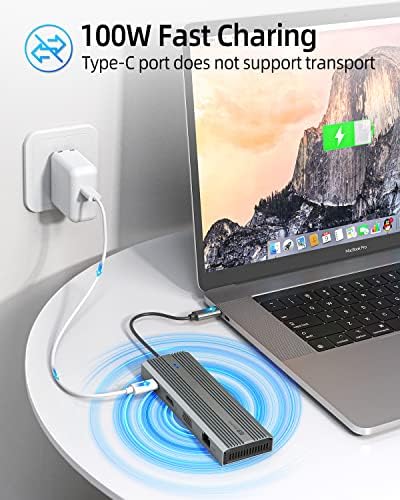 Upgrade Your Connectivity with SANZANG 8-in-1 USB-C Docking Station – 4 K@60 Hz HDMI, 100 W Pass-Through Charging, 1 Gbps Ethernet & Dual SD/TF Slots for Effortless File Transfers – Ideal USB Hub for Mac Book Users Seeking Enhanced Speed and Compatibility
