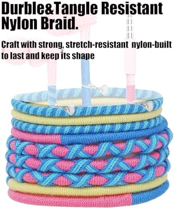 Vividly Handcrafted Kids Earbuds with Microphone – Playful Bracelet-Inspired Aesthetics for School and Leisure, Tailored Small Ear Tips for Ultimate Comfort, Ultra-Lightweight with Backpack Attachment – Resilient Audio Solution for Young Audiophiles (Green-Blue Woven)