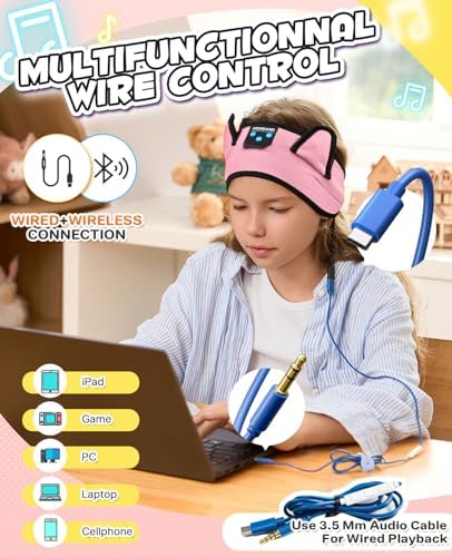 Premium Safe Listening Kids Headphones – Versatile Bluetooth & Wired Connectivity – Ultra-Comfort Stretchy Headband for Secure Fit – Travel-Friendly Audio Gear for Toddlers and Babies – Exceptional Device Compatibility – Lightweight, Durable Design for Everyday Adventures