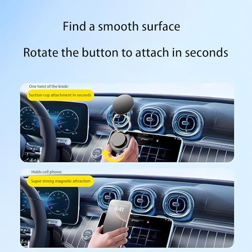 Enhanced 360° Magnetic Phone Holder for Cars and Gyms – Adjustable Cradle for i Phone & Android Devices with Mag Safe Compatibility – Superior Vacuum Mount for Unmatched Convenience and Safety on the Go