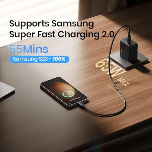 INIU 3-Port USB C Charger Block – 65 W PD Fast Charging Wall Adapter with Compact Foldable Plug, Ga N Technology for Ultimate Efficiency – Multi-Device Compatibility for Mac Book Pro/Air, i Phone 16, Samsung S25, i Pad Pro & More – Travel-Friendly Design for Rapid Power Delivery