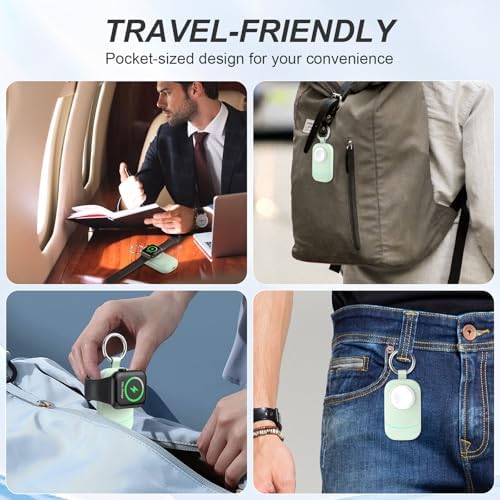 Portable Keychain Charger for Apple Watch – 2500 m Ah Fast Wireless Power Bank for Series 10, 9, SE & Ultra 2 – Essential Travel Companion for Effortless Charging Anytime, Anywhere – Lightweight, Durable, and User-Friendly Design for Active Lifestyles – Versatile Smartwatch Charging Solution
