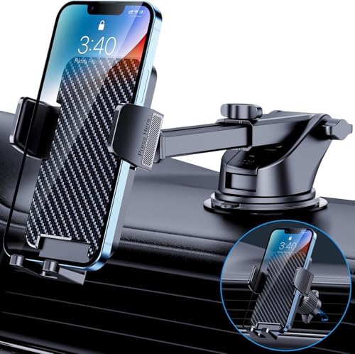 Universal Car Phone Mount: Hands-Free Adjustable Holder for Safe Driving – Secure Air Vent Smartphone Stand for i Phone & Android – 360-Degree Rotation for Optimal Viewing and Easy Access – Durable Lightweight Design for All Vehicles