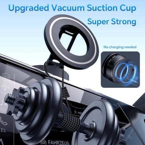 360° Adjustable Magnetic Phone Holder, Metal Suction Cup Phone Mount, Vacuum Magnetic Phone Holder, Foldable Phone Mount for Your Car/Bathroom/Gym/Mirror, for All Smartphones & All Car Models – Enhanced Compatibility and Speed