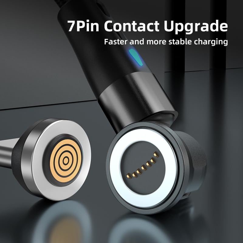 Revolutionize Your Charging Experience with the 540° 7-Pin Magnetic USB Charging Cable – 3-in-1 Fast Charger Bundle (4-Pack: 3 ft, 3 ft, 6 ft, 6 ft) for i Phone, Micro USB & Type C Devices – Ultimate Compatibility & Speed with Magnetic Convenience, Data Transfer Support, and Ergonomically Designed Durability for Everyday Use