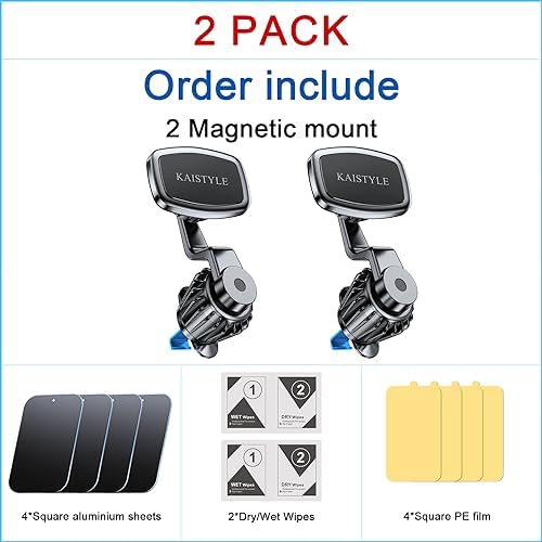 Premium 2-Pack Magnetic Car Vent Phone Mount – Strong Magnet & 360° Rotating Design for i Phone & Samsung – Enhanced Stability & Effortless Installation for Ultimate Driving Convenience