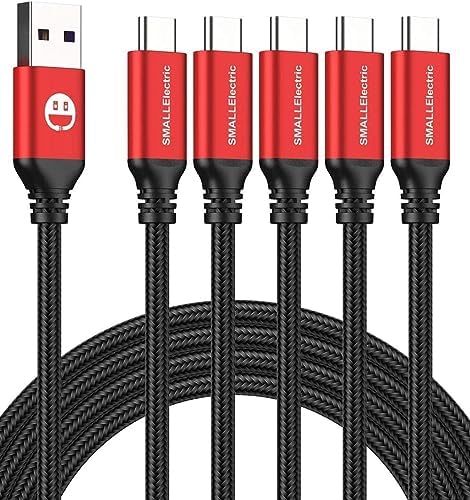 High-Speed USB Type-C Charging Cable 5 Pack – 3 A Quick Charger Cord for Samsung Galaxy S10, S9, S8 Plus & LG V50, V40, G8, G7 – Durable Braided 3 ft Cables in Sleek Silver Finish for Enhanced Performance and Flexibility