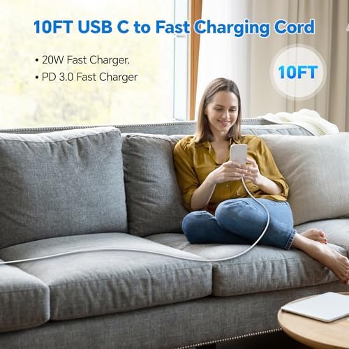 Compatible with iPhone 16/15 Charger Fast Charging, Dual Port 20W USB C Wall Charger Block Type C to Type C 10ft Long USB C Fast Charing Cable for Phone 15/16/Pro Max/Pro/PlusPad Pro/Air/Android – Enhanced Compatibility and Speed