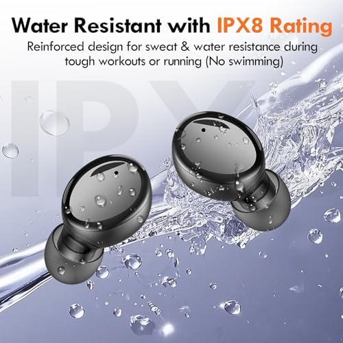Lanteso Bluetooth 5.3 True Wireless Earbuds – Lightweight Sports Headphones with 48-Hour Playtime, Deep Bass Sound, Built-In Mic for Hands-Free Calls, Stylish Purple Finish for Active Lifestyles – Exceptional Comfort and Immersive Audio Quality