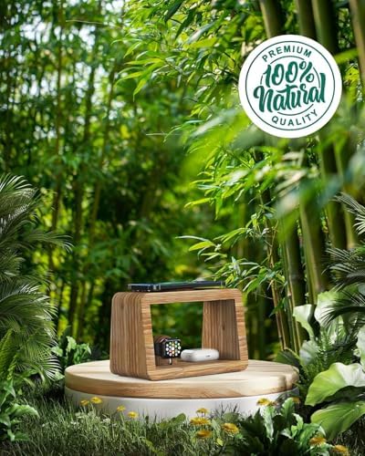 Eco-Friendly 3-in-1 Bamboo Wireless Charging Hub with Night Light – Fast Mag-Safe Charger for i Phone 16/15/14/13/12 Pro Max/X/Xs Max/8, Compatible with Air Pods Pro & Apple Watch – Stylish Solution for Tangle-Free Charging and Enhanced Nighttime Convenience