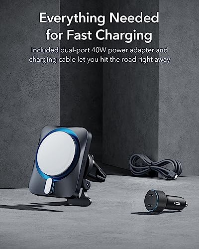 Revolutionize Your Drive with the ESR 15 W Mag Safe Car Mount Charger – Fast Wireless Charging for i Phone 12-16, Featuring Cryo Boost for Optimal Cooling, Apple-Certified Magnetic Phone Charger for Effortless Compatibility and Enhanced Performance on the Go