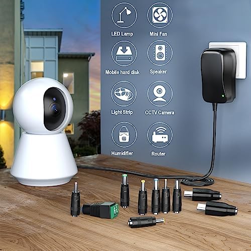Universal 41 W AC/DC Power Adapter with 11 Interchangeable Tips – Multi-Voltage Charger for Cameras, Speakers, Humidifiers, and LED Strips – Reliable, Compact, and Safe Power Supply for All Your Devices with Short Circuit Protection