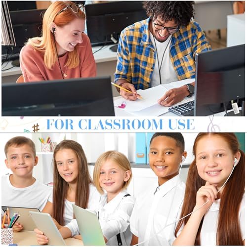 Kanayu 100-Pack Kids Earbuds – Premium Classroom Headphones with 3.5 mm Compatibility, Individually Packaged for Hygiene, Ideal for Students and Teens, Durable Black and White Design for Enhanced Learning Experiences