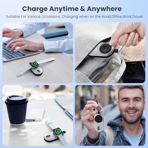 Portable Magnetic Wireless Charger Duo for Apple Watch – 2800 m Ah High-Speed Charging Power Bank for All Series (1-10, SE, Nike, Ultra) – Sleek Black & White Design for Ultimate Portability and Active Lifestyles