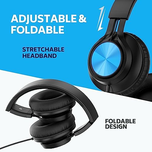 Vibrant AILIHEN Kids Wired Headphones – 6-Pack Classroom Audio Set with Adjustable Comfort, Built-In Microphone, and Foldable Design for Enhanced Learning with Chromebooks and Laptops – Perfect for Daily Durability and On-the-Go Storage