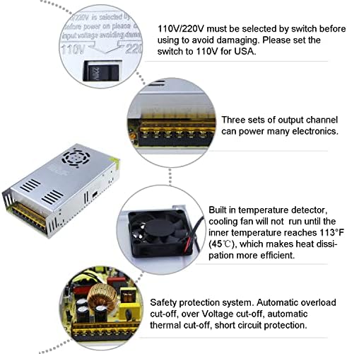 ALITOVE 120 W 12 V 10 A Power Supply Adapter – High-Efficiency AC to DC Converter for Optimal LED Strip Lighting and CCTV Systems – Reliable Switching Transformer with Overload Protection for Enhanced Device Performance and Versatile Compatibility