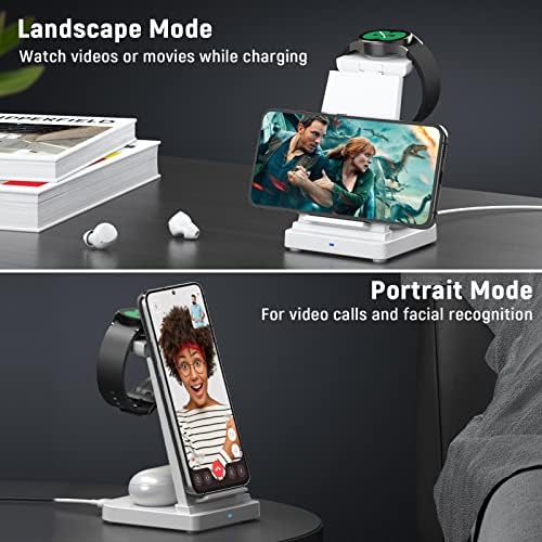 KARTICE 3-in-1 Wireless Charging Stand for Samsung Galaxy Devices – Fast Charging Station for Galaxy Watch 7/6/5/4/3, S25/S24/S23/S22/S21/S20 (Plus/Ultra), Z Flip/Fold 4/3, Note20/10, Buds2 Pro & Buds Live – Sleek Design, Enhanced Safety Features, and Seamless Compatibility for Effortless Power Solutions