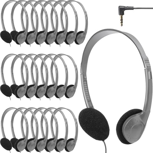 Flutesan 20 Pack Wired On-Ear Headphones – Durable Purple Classroom Headset for Students & Educators, Adjustable Comfort, Enhanced Device Compatibility, Ideal for Group Learning & Individual Study Sessions