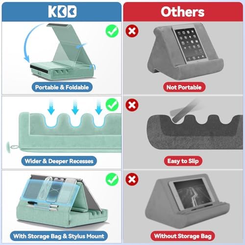 Revolutionize Your Tablet Experience with the KDD Foldable Pillow Holder – Ergonomic Lap & Bed Stand for i Pad Pro, Galaxy Tab, and E-Readers – Ultimate Comfort with Built-In Accessory Pocket & Stylus Mount – Lightweight, Durable Design for Effortless Portability and Posture Improvement
