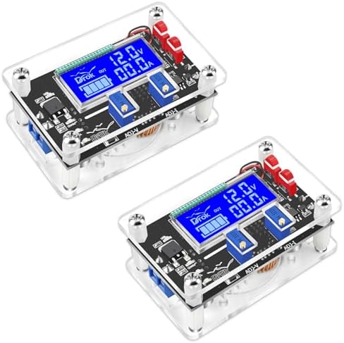 DROK Dual Pack Adjustable DC Voltage Regulator: 24 V to 12 V Step Down Converter with USB Charging Port, Versatile 6 V-32 V Input Range, 5 A Output for Optimal Efficiency and Reliable Power Management Solutions