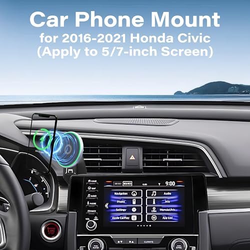 Car Phone Holder for 2022-2025 Honda Civic Accessories Apply to 7/9 Inch Touch Screen 15W Fast Wireless Charger Screen Fixed Clip Cell Phone Mount Hands-Free 360 Degree Rotation – Enhanced Compatibility and Speed