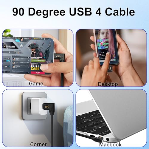 Unlock Superior Performance with the Compact 90-Degree USB4 C Cable – Unmatched 240 W Rapid Charging, Thunderbolt 3 Compatibility, Stunning 8 K Video Output, and Lightning-Fast 40 Gbps Data Transfer – Perfect Solution for Space-Saving Efficiency and Device Durability