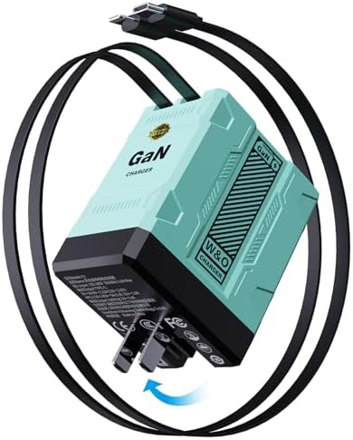 Revolutionize Your Charging Experience with the W&O 45 W Ga N Dual Device Fast Charging Wall Charger – Ultra-Compact with Retractable Lightning & Type-C Cables for i Phone 16/15/14/13/12/11, Galaxy S25/24, and All Android Devices – Perfect Travel Companion for Enhanced Speed, Versatility, and Portability