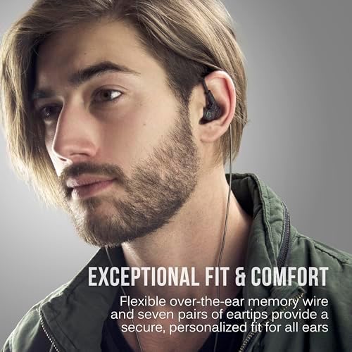 MEE audio M6 PRO In-Ear Monitor Headphones – 2 nd Gen Model with Superior Sound Quality, Customizable Fit Memory Wire Earhooks, and Durable Replaceable Cables for Professional Musicians – Noise Isolation Earbuds with Dual Cord Options (Black) – Perfect for Live Performances and Studio Recording