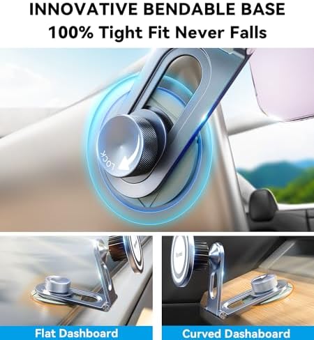 Nycetek Premium Foldable Magnetic Phone Mount for Tesla Models Y, 3, S, and X – Ultimate Dashboard Solution for i Phone & Samsung – Unmatched Stability, Effortless Installation, and Space-Saving Design for Enhanced Driving Safety and Convenience