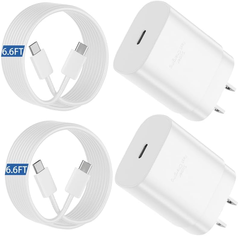 Experience Rapid Charging with Auorld 25 W Super Fast USB-C Charger & 10 FT Type-C Cable for Samsung Galaxy Devices – Ultimate Compatibility for S24, S23, S22, S21, S20, Note10, and Note20 – Portable, Durable, and Safe Power Solution for On-the-Go Use