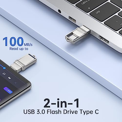 TOPESEL 128 GB Waterproof USB C Flash Drive – Dual USB 3.0 A & Type C Thumb Drive for Seamless Data Transfer on Computer, Mac, Smartphone & Tablet – Compact, Durable OTG Storage Solution for Professionals and Students