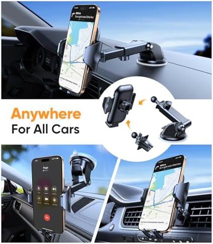 VICSEED Military-Grade Adjustable Phone Holder for Cars – Unmatched 95+ lbs Suction Power for Secure Dashboard, Windshield & Vent Mounting – Universal Compatibility with i Phone & Android – Ultimate Convenience for Safe Driving