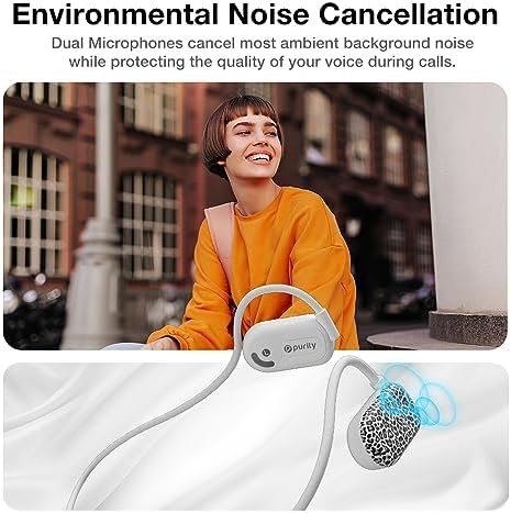 Purity Air Open Ear Headphones – Advanced True Air Conduction Wireless Bluetooth Earbuds with Dual Mic for Clear Calls – Ergonomic, Sweat-Resistant Design for Active Lifestyles – Compatible with i Phone & Android – Ultimate Comfort and Audio Awareness