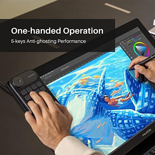 Revolutionize Your Creative Workflow with the HUION Keydial Mini Bluetooth Programmable Keypad – 5 Anti-Ghosting Keys and 18 Custom Shortcuts for Effortless Control on Drawing Tablets, PC, Mac Book, and More – Ultimate Wireless Flexibility and Ergonomic Comfort