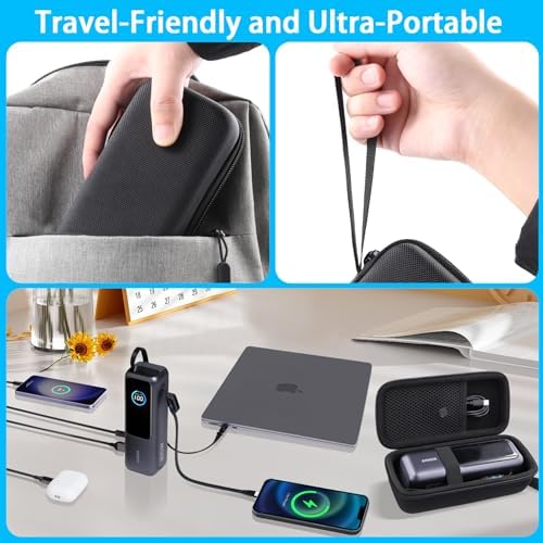 Premium Hard Travel Case for Anker 25,000 m Ah Laptop Power Bank – Shockproof, Water-Resistant Protection with Accessory Storage – Tailored for Anker Zolo A1695 Charger – Compact, Lightweight Design for Ultimate Portability and Organization – Securely Holds Power Bank and Cables for Travel and Daily Use – Ideal Storage Solution for On-the-Go Power Needs – Durable, Stylish Black Case for Enhanced Longevity and Safety – Keep Your Anker Power Bank in Pristine Condition During Adventures and Commutes – Travel Ready with Comfortable Wrist Strap for Easy Carrying – Perfect for Protecting Your High-Capacity Power Bank from Drops, Dust, and Scratches – Accessory Mesh Pocket for Convenient Storage of i Phone Charger and Cables – Designed for Maximum Functionality and Compatibility for Anker 25000 m Ah Laptop Chargers.