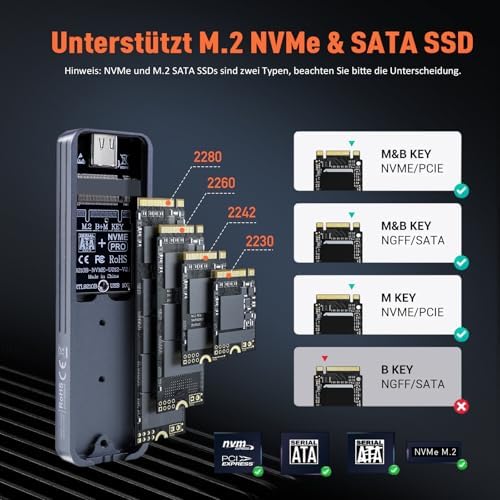 Revolutionize Your Storage with the VCOM M.2 NVMe Enclosure – High-Speed 10 Gbps USB 3.1 Aluminum Adapter for M-Key/M+B Key SSDs (2230/2242/2260/2280) – Ultimate Compatibility with Windows, Mac, Linux & Android – Built-in Cooling Pad for Enhanced Thermal Performance and Reliability