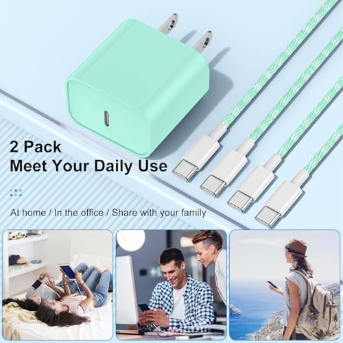 Elevate Your Charging Experience: 20 W USB-C Fast Charging Kit for i Phone 15 & 16 – 2 Pack Wall Adapter with 6 FT Cables – Stylish Pink Design for i Phone 16 Pro Max, 15 Pro Max & i Pad Pro – Enhanced Compatibility & Rapid Power Delivery